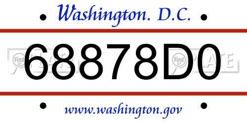 68878D0 District Of Columbia License Plate