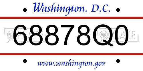 68878Q0 District Of Columbia License Plate
