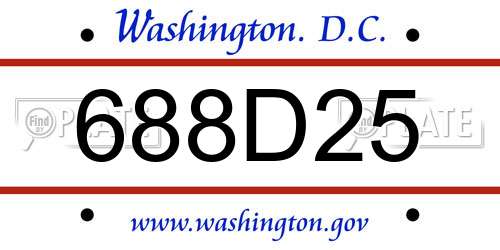 688D25 District Of Columbia License Plate