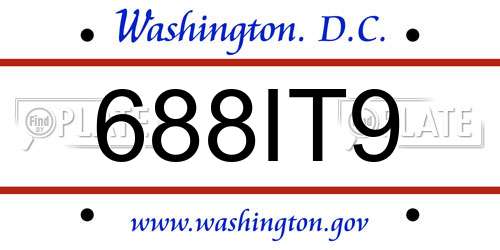 688IT9 District Of Columbia License Plate
