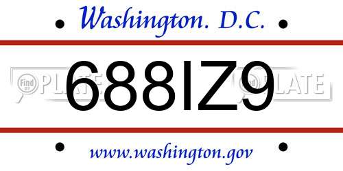 688IZ9 District Of Columbia License Plate