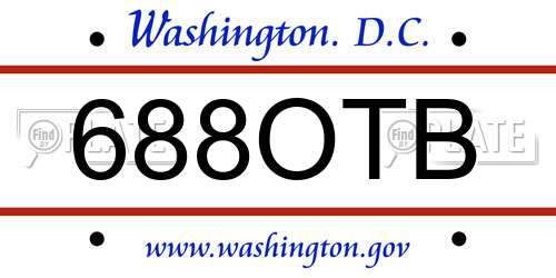 688OTB District Of Columbia License Plate
