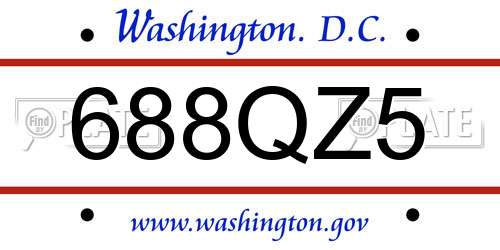 688QZ5 District Of Columbia License Plate