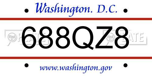 688QZ8 District Of Columbia License Plate