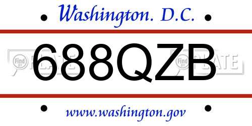 688QZB District Of Columbia License Plate