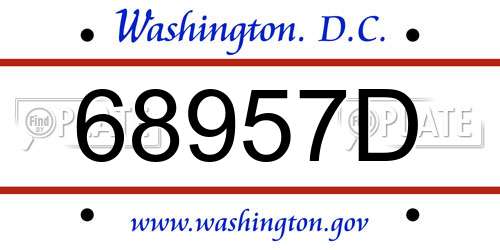 68957D District Of Columbia License Plate