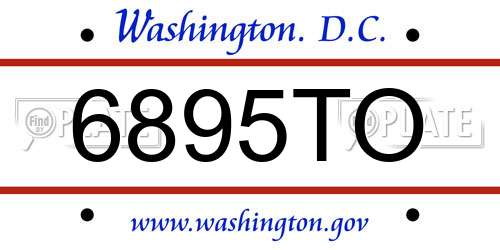 6895TO District Of Columbia License Plate