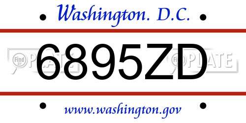 6895ZD District Of Columbia License Plate