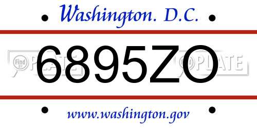 6895ZO District Of Columbia License Plate