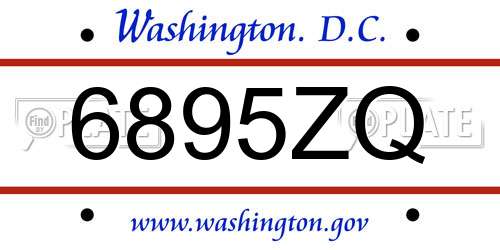6895ZQ District Of Columbia License Plate