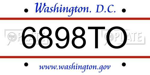 6898TO District Of Columbia License Plate