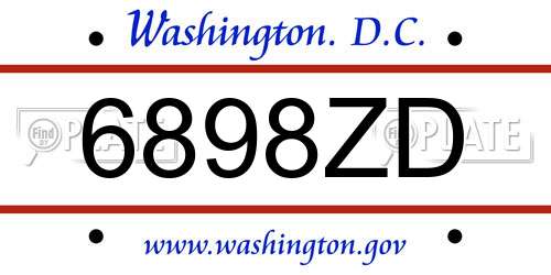 6898ZD District Of Columbia License Plate