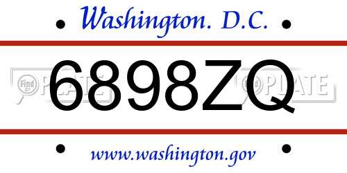 6898ZQ District Of Columbia License Plate