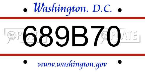 689B70 District Of Columbia License Plate
