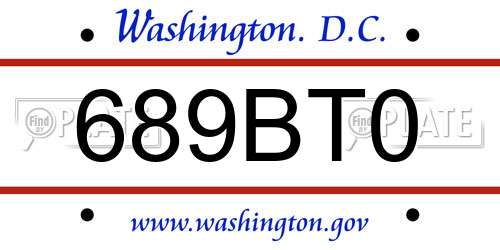 689BT0 District Of Columbia License Plate