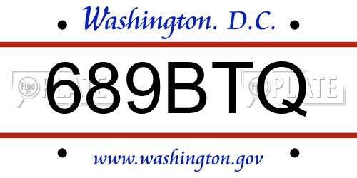 689BTQ District Of Columbia License Plate