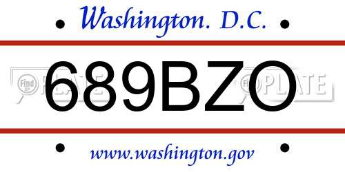 689BZO District Of Columbia License Plate