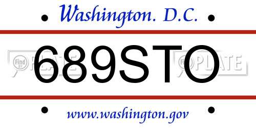 689STO District Of Columbia License Plate