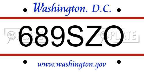 689SZO District Of Columbia License Plate
