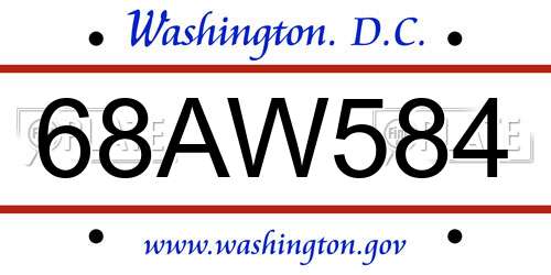 68AW584 District Of Columbia License Plate