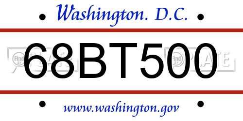 68BT500 District Of Columbia License Plate