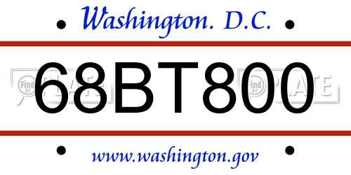 68BT800 District Of Columbia License Plate
