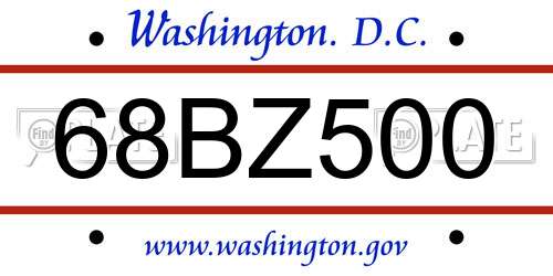 68BZ500 District Of Columbia License Plate