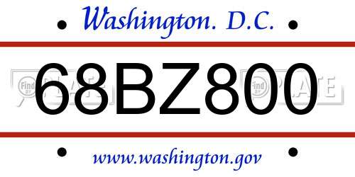 68BZ800 District Of Columbia License Plate