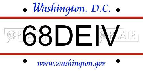 68DEIV District Of Columbia License Plate