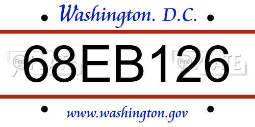 68EB126 District Of Columbia License Plate
