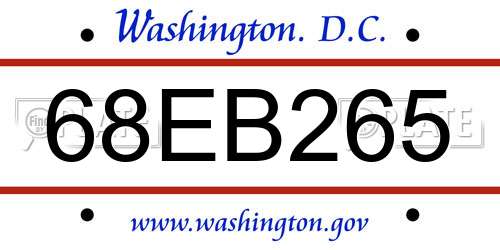 68EB265 District Of Columbia License Plate