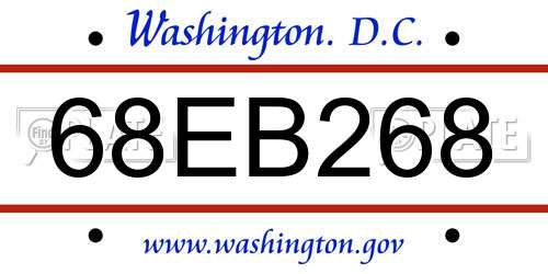 68EB268 District Of Columbia License Plate