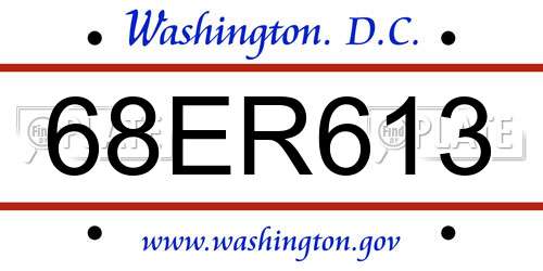 68ER613 District Of Columbia License Plate