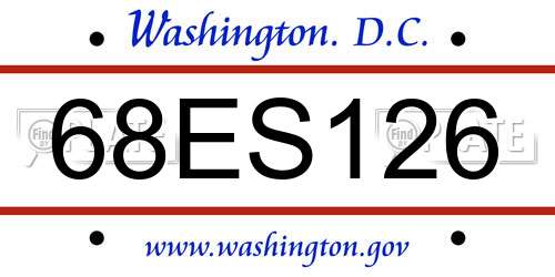 68ES126 District Of Columbia License Plate
