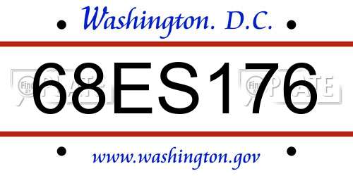 68ES176 District Of Columbia License Plate