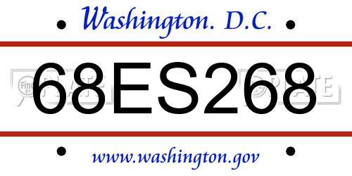 68ES268 District Of Columbia License Plate