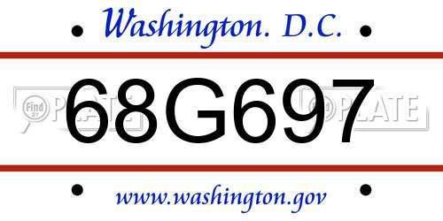 68G697 District Of Columbia License Plate