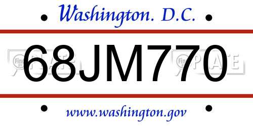 68JM770 District Of Columbia License Plate