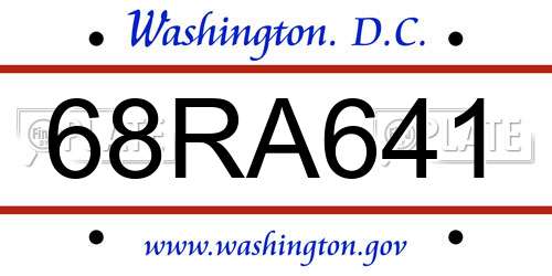 68RA641 District Of Columbia License Plate
