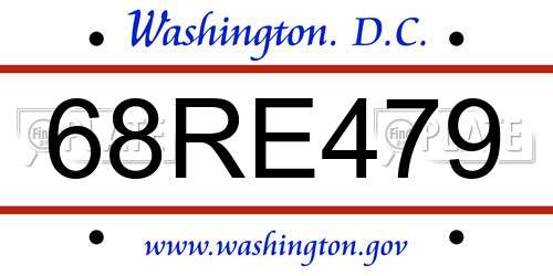 68RE479 District Of Columbia License Plate