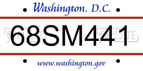 68SM441 District Of Columbia License Plate