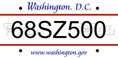 68SZ500 District Of Columbia License Plate