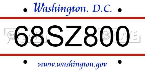 68SZ800 District Of Columbia License Plate