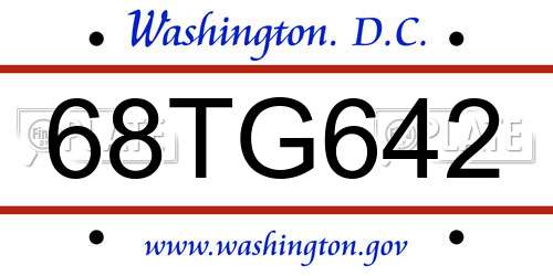 68TG642 District Of Columbia License Plate