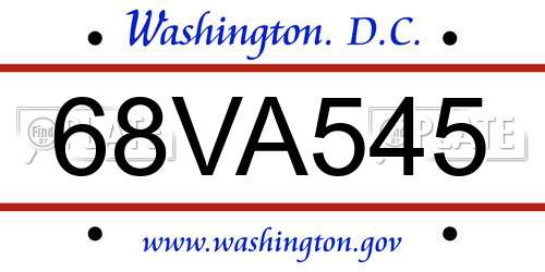 68VA545 District Of Columbia License Plate