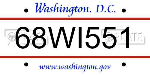68WI551 District Of Columbia License Plate