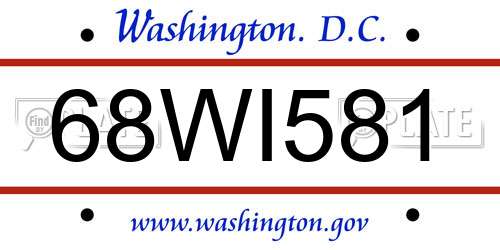 68WI581 District Of Columbia License Plate