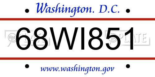 68WI851 District Of Columbia License Plate