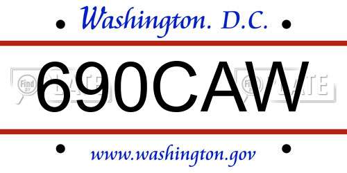 690CAW District Of Columbia License Plate