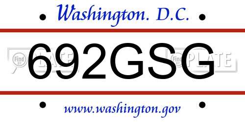 692GSG District Of Columbia License Plate
